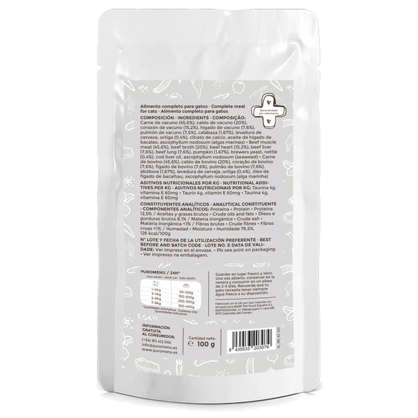 Menú Bigotes Felices BIO (Vacuno)