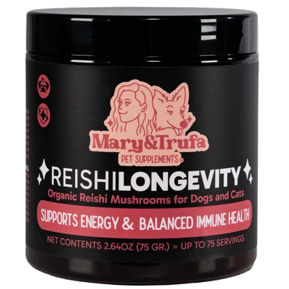 Mary&Trufa Reishi Longevity 75 g. Regula y Refuerza el Sistema Inmune. Apoyo mascotas senior.