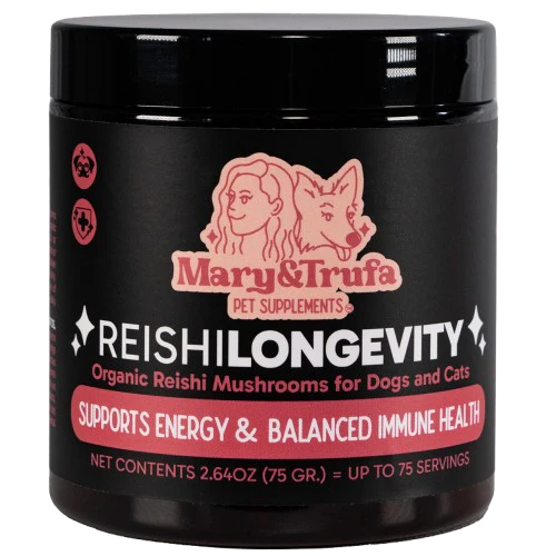 Mary&Trufa Reishi Longevity 75 g. Regula y Refuerza el Sistema Inmune. Apoyo mascotas senior.