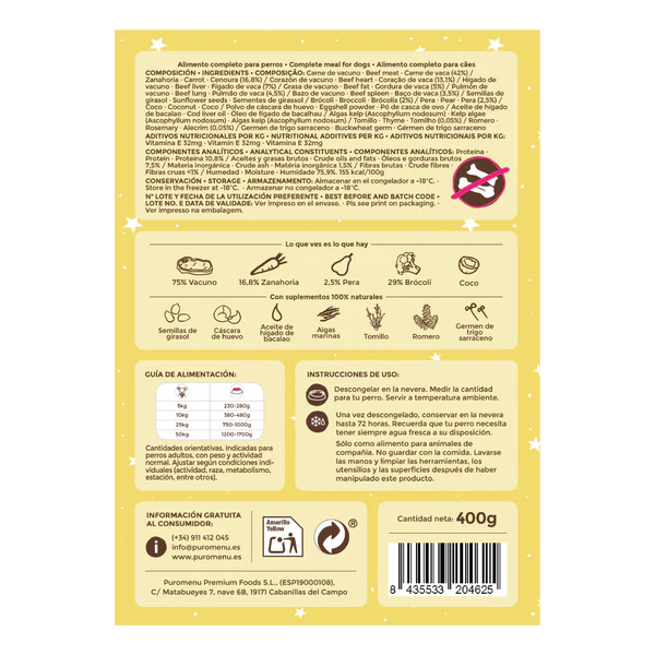 Menú Vacuno à la Canine 400g