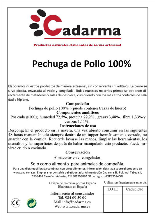 100% pechuga de pollo