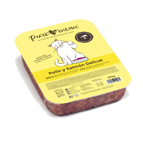 Menú cocinado Pollo y Salmón Delicat gatos